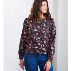WVN. Floral Long Sleeve‎ Finley Top Blouse 100% Organic Cotton